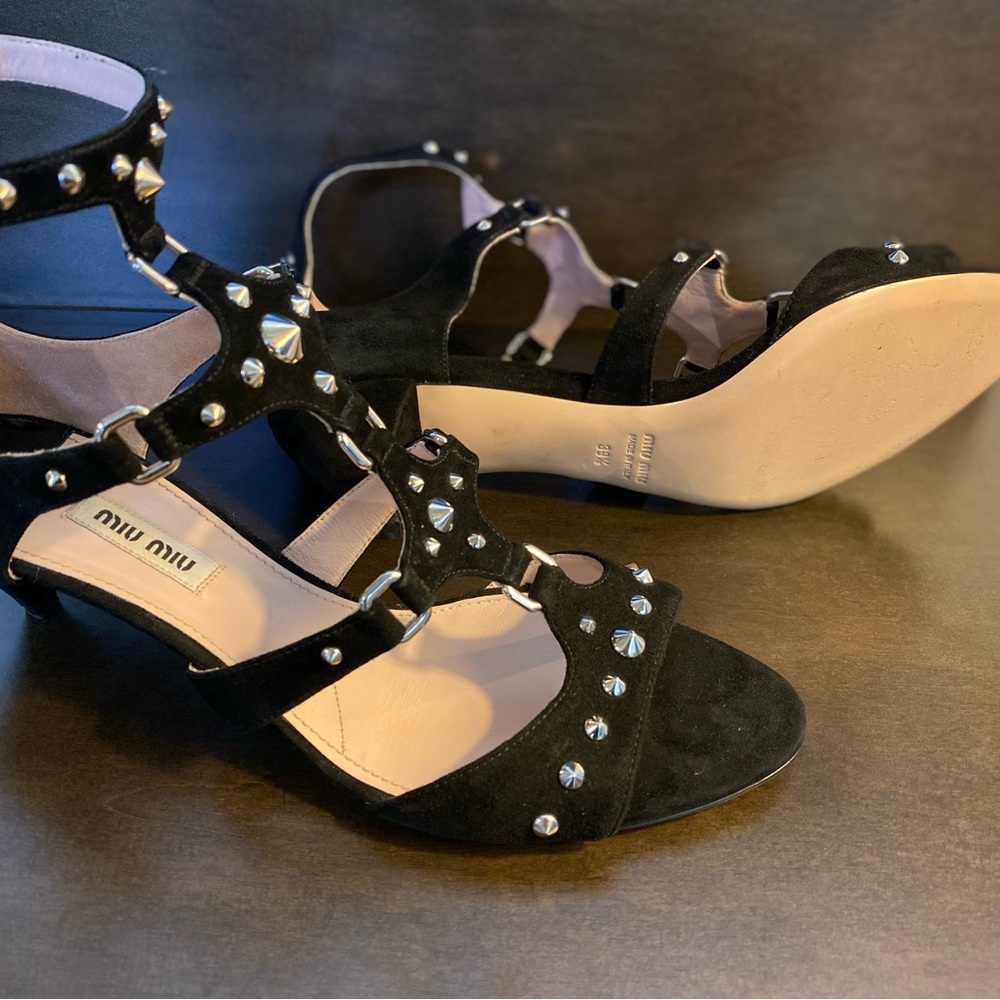 MIU MIU Black Stud Sandals 39.5